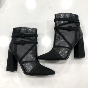 Faux Leather / Suede Black Booties size 8